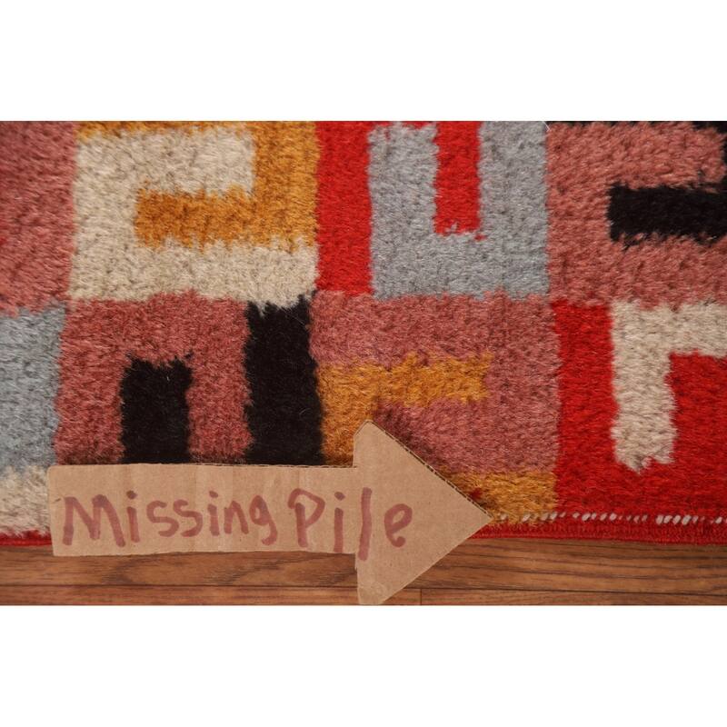 Hand Knotted Oriental 100% Wool Carpet Modern All-Over Red Gabbeh Area Rug - 7' 10'' X 4' 6''