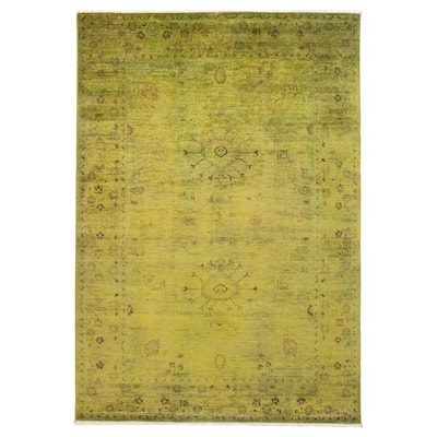 ECARPETGALLERY Hand-knotted Vibrance Lime Wool Rug - 6'0 x 8'9