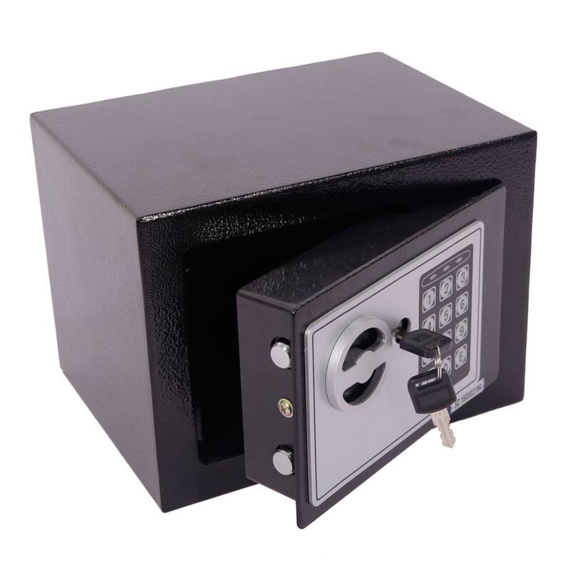 Home Office Security Keypad Lock Electronic Digital Steel Small Safe Box - Black - Black