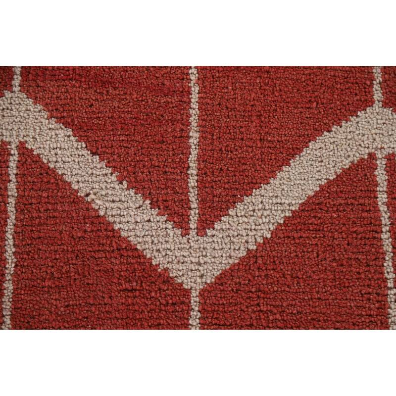 Hand Knotted Oriental 100% Wool Carpet Modern All-Over Red Gabbeh Area Rug - 7' 11'' X 4' 11''