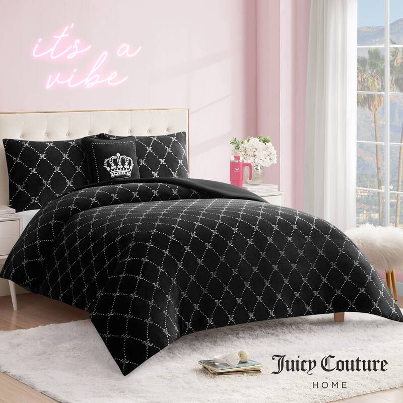 Juicy Couture Plush Trellis Link Reversible Comforter Sets