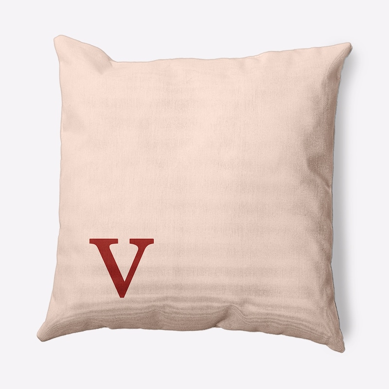 Modern Monogram Indoor/Outdoor Throw Pillow-V - 20" x 20" - Maple Red