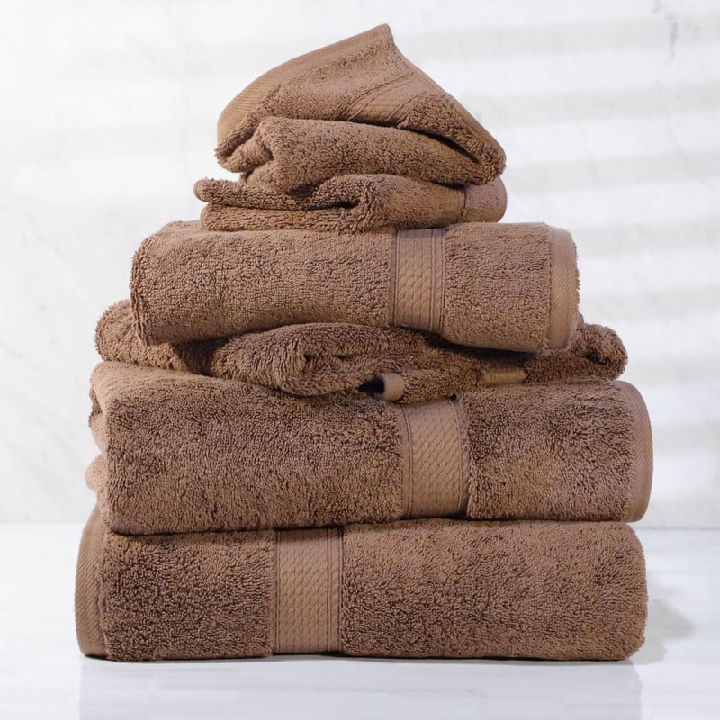Superior Egyptian Cotton Pile Heavyweight 6-Piece Towel Set - 6-Piece Set - Chocolate