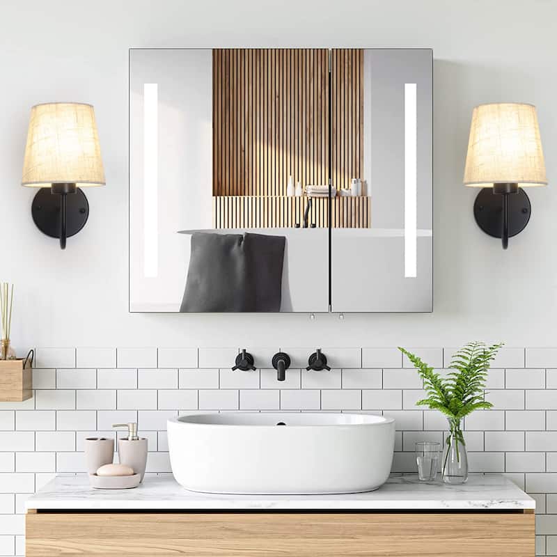 2-Light Modern Wall Sconce Bathroom Vanity Light with Glass Shade