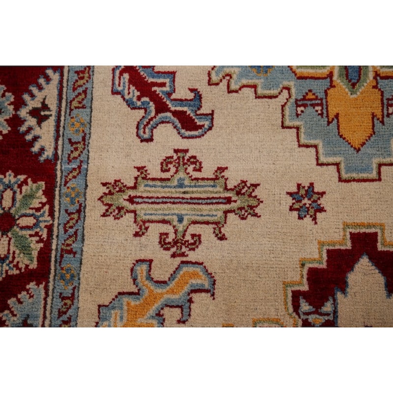 Geometric Kazak Oriental Foyer Area Rug Handmade Wool Carpet - 4'0" x 6'8"