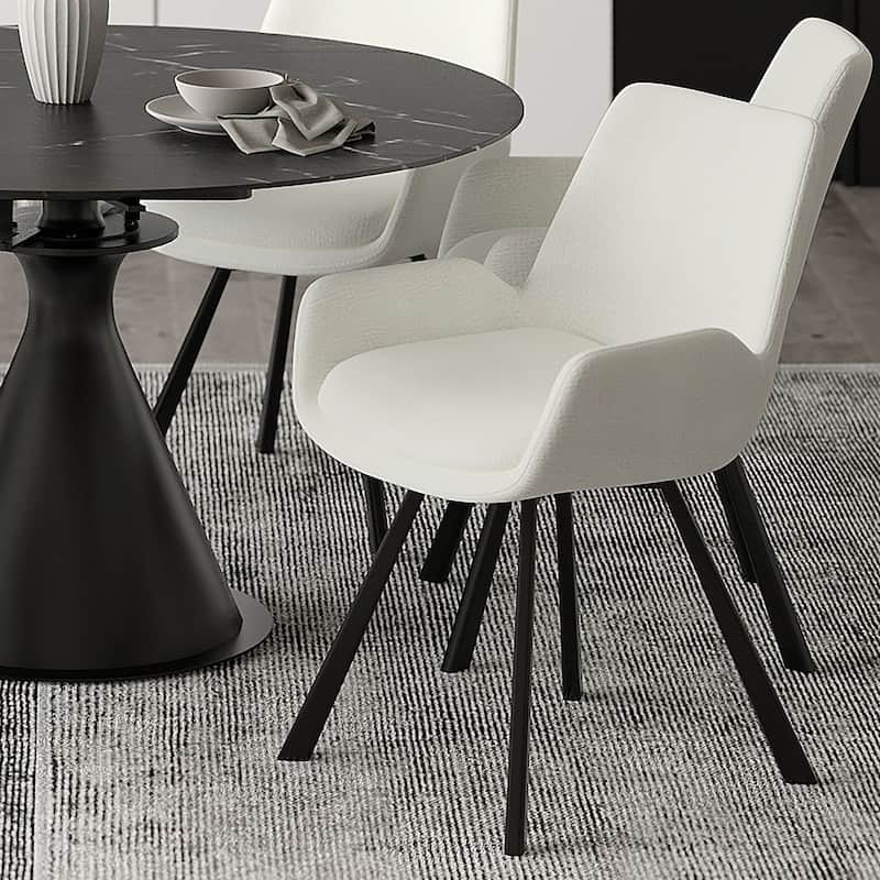 Modern Fabric & Metal Swivel Dining Chair, Set of 4
