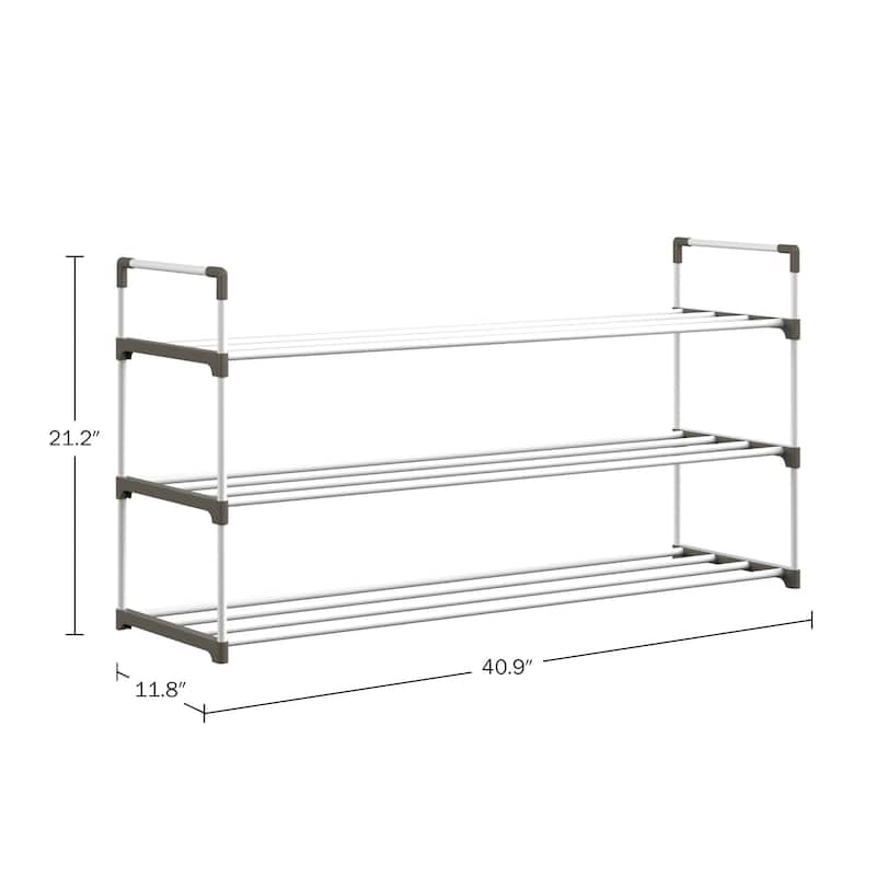 Shoe Rack - Shoe Organizer for Closet, Bathroom, Entryway by Home-Complete (White)