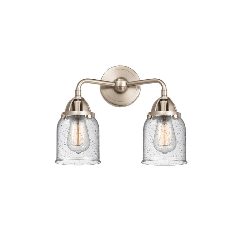 Innovations Lighting Nouveau 2 Bell - 2 Light 13" Bath Vanity Light - Seedy/Brushed Satin Nickel