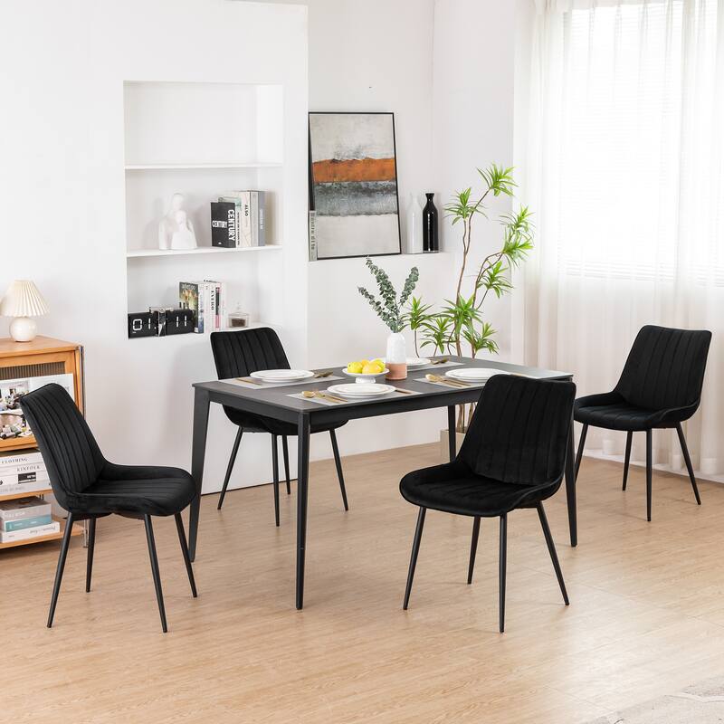XINMICS Mid-century Modern Dining Chairs, Velvet Upholstered Metal Side Chair, Set of 2/4/6