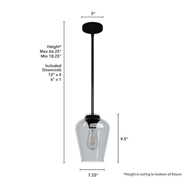 dimension image slide 2 of 5, Hunter Vidria 1-Light Mini Pendant - Kitchen Island, Dining Room, Bedroom - Contemporary, Transitional