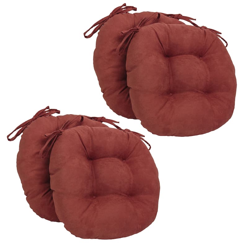16-inch Round Indoor Microsuede Chair Cushions (Set of 2, 4, or 6) - Set of 4 - Red Wine