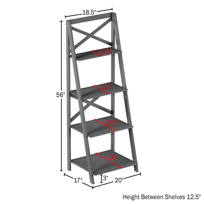 Lavish Home 4-Tier Leaning Ladder Bookshelf