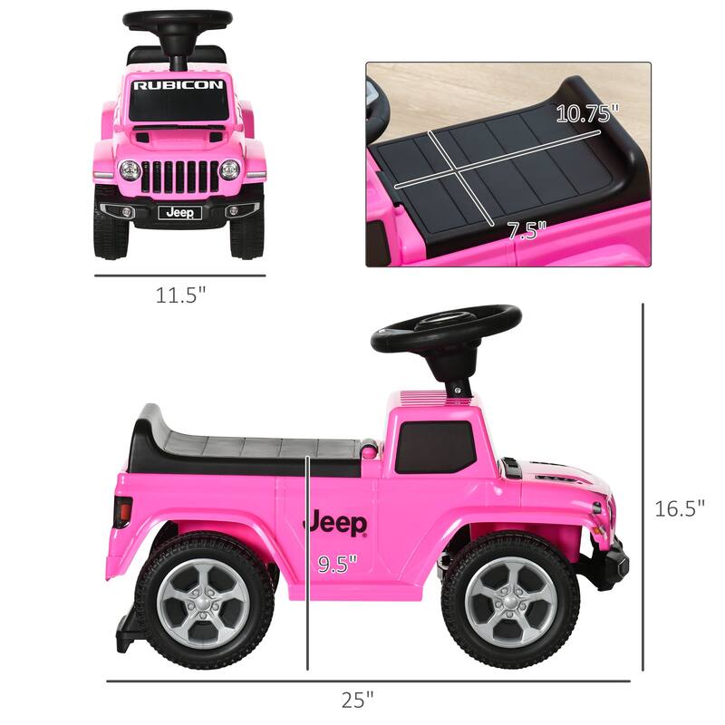 Kids Ride-On Push Car with Engine Sounds and Storage, Foot-to-Floor Sliding Car for Toddlers 1.5-3 Years Old - Pink