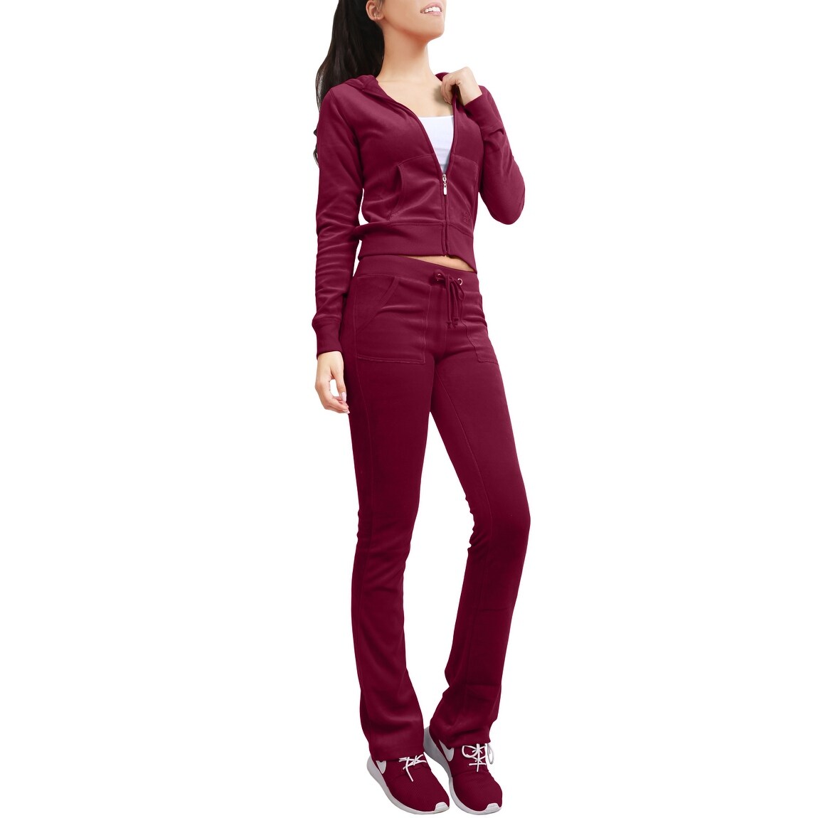 burgundy tracksuit womens