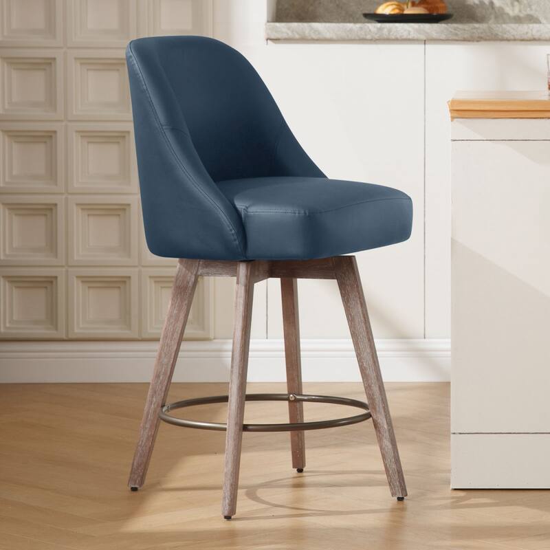 26" Counter Height Swivel Bar Stool, Upholstered Counter Stools - 39.37" (H) x 22.44" (D) x 21.65" (W)