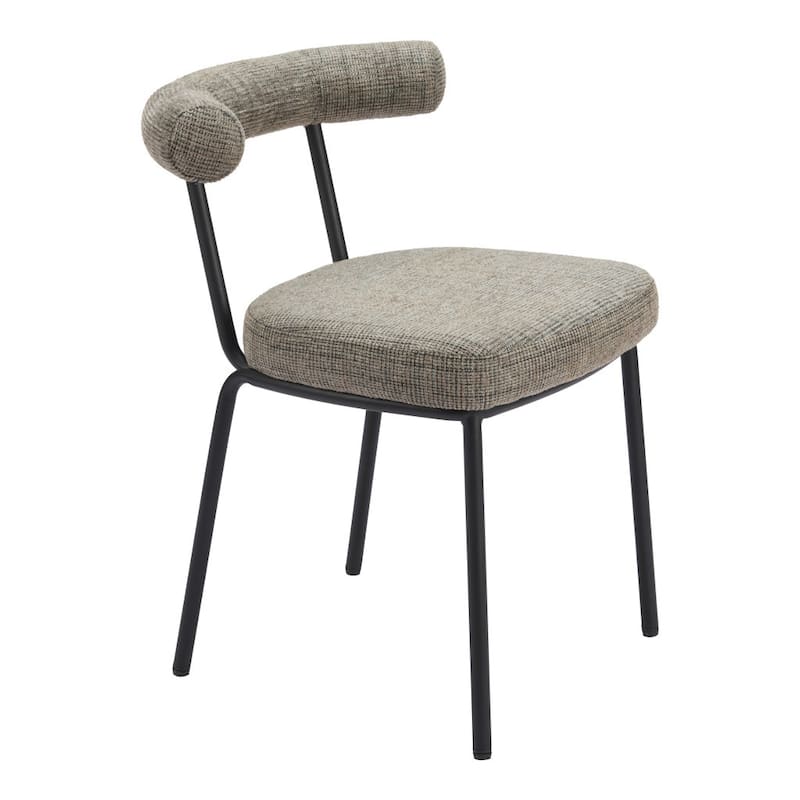 HomeRoots Set of Two Green and Black Upholstered Chenille Open Back Dining Side Chairs - 23' X '29.9' X '23