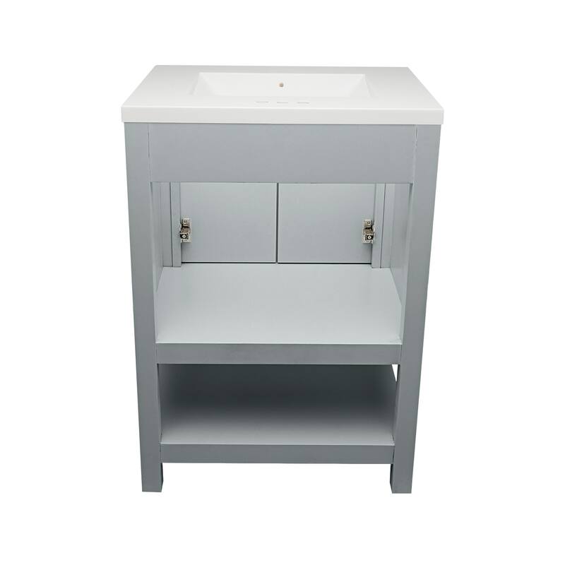 Taos 25" Bathroom Vanity with Cultured Marble Vanity Top Sink in White with White Basin