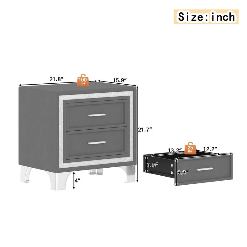 Sofa Side Table Coffee Table Gray Bedroom Bedside Table Nightstand Dresser Lamp Table Storage Cabinet