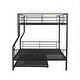 preview thumbnail 6 of 25, Industrial Modern Full XL Over Queen Metal Bunk Bed with Trundle, Save Space or Split Into 2 Beds, Crafted For Safety, Black