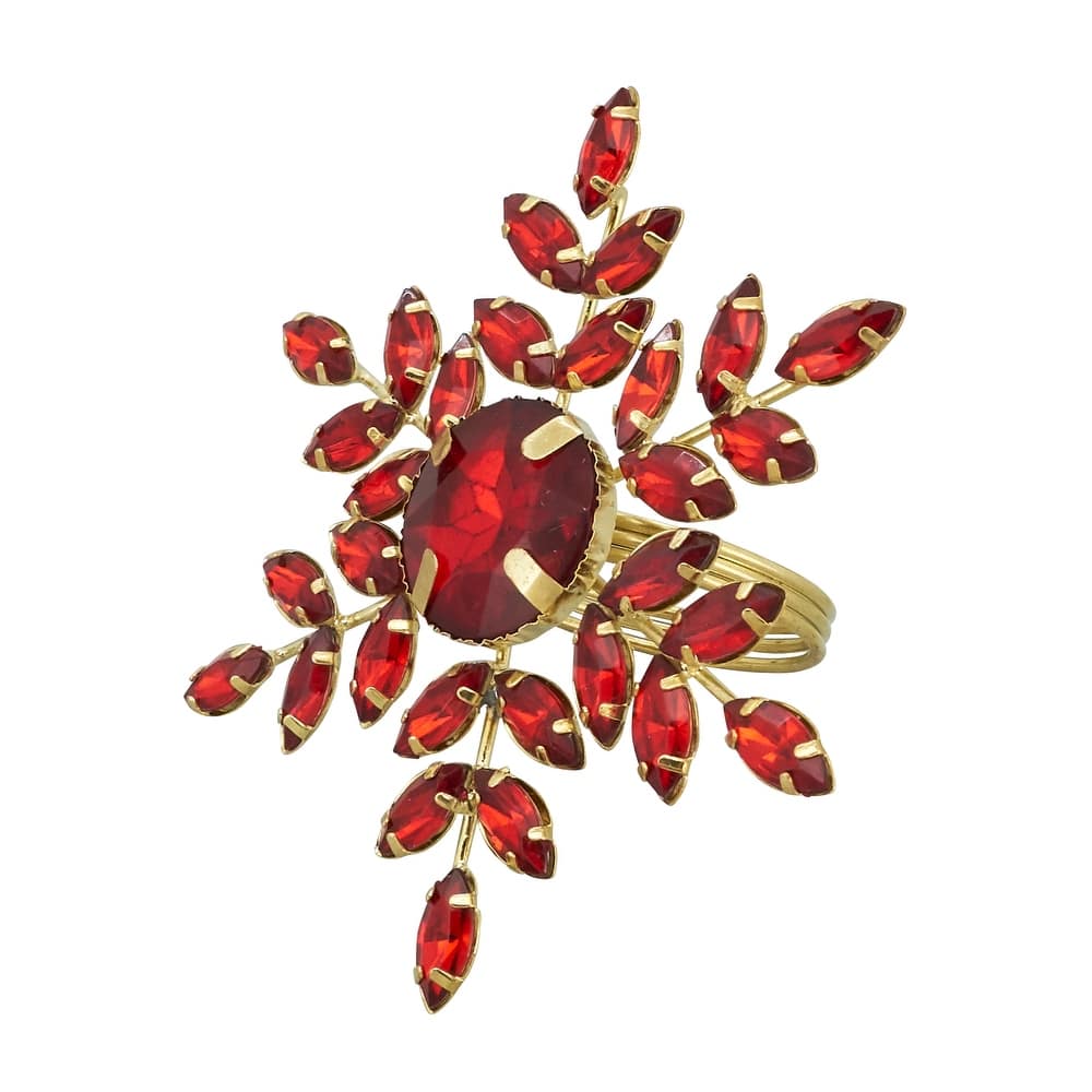 Elegant Frost Beaded Snowflake Napkin Ring (Set of 4)