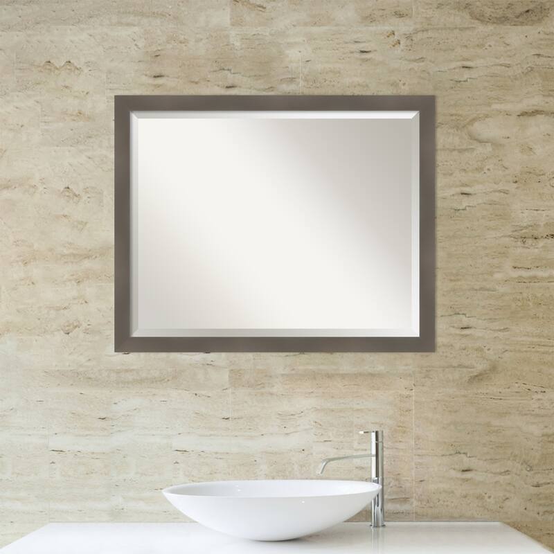 Edwin Beveled Wood Framed Bathroom Vanity Wall Mirror