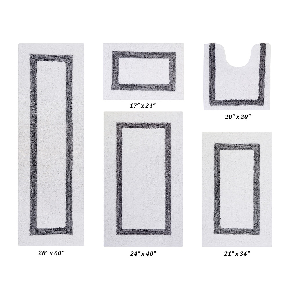 Better Trends Hotel Collection in Race Track 100% Cotton Super Absorbent Reversible Double Sided Machine Washable Bath Mat Rug