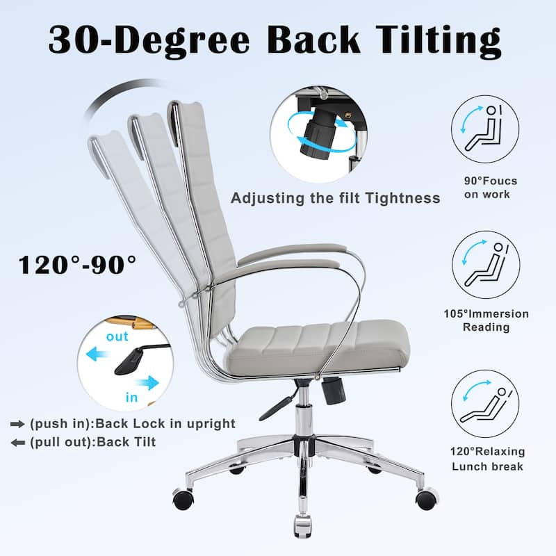 CAROCC Ribbed Computer Office Chair Adjustable Swivel High Back Desk Chair