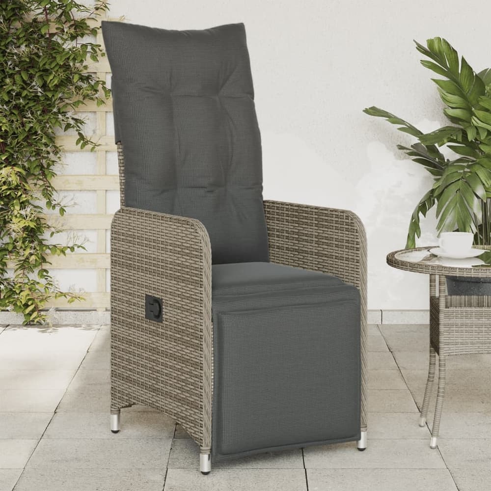 vidaXL Reclining Patio Chair with Cushions Outdoor Seat Furniture Poly Rattan