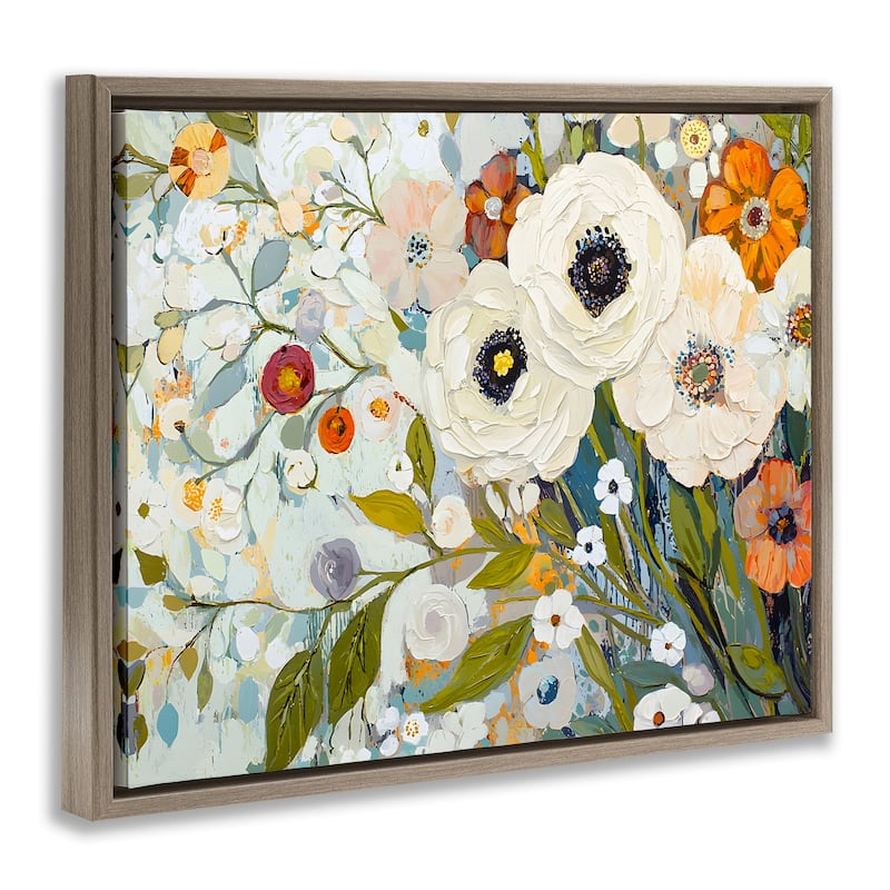 Stupell Blooming Round Flowers Arrangement Framed Floater Canvas Wall Art Design By Franklyn Gregory