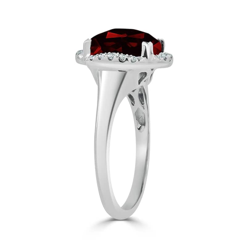 Auriya 4ct Cushion-cut Garnet Halo Diamond Engagement Ring 1/8ctw 14k Gold