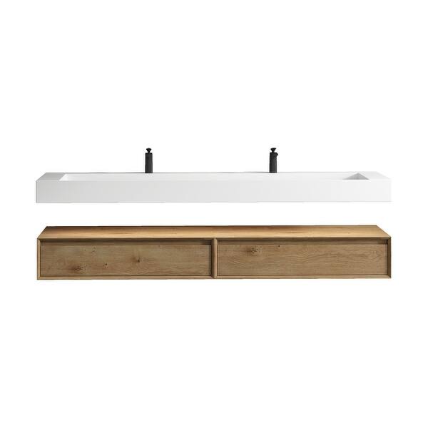 Alysa 84'' Double Sink floating vanity with Reinforced Acrylic Sink