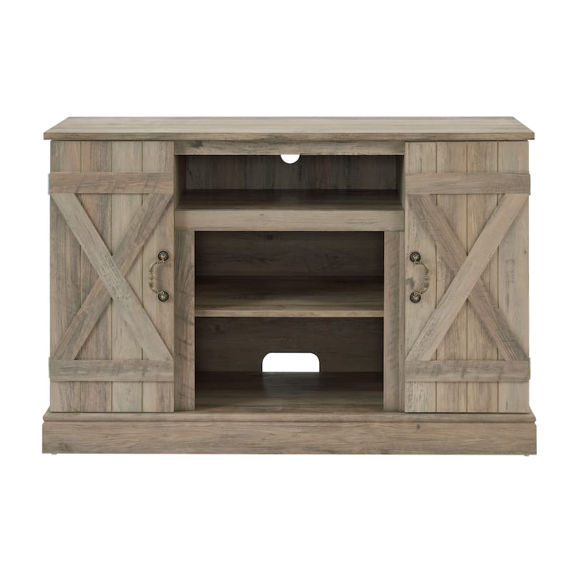Gray Wash 47" Farmhouse TV Stand with Open/Closed Storage for TVs Up to 50"