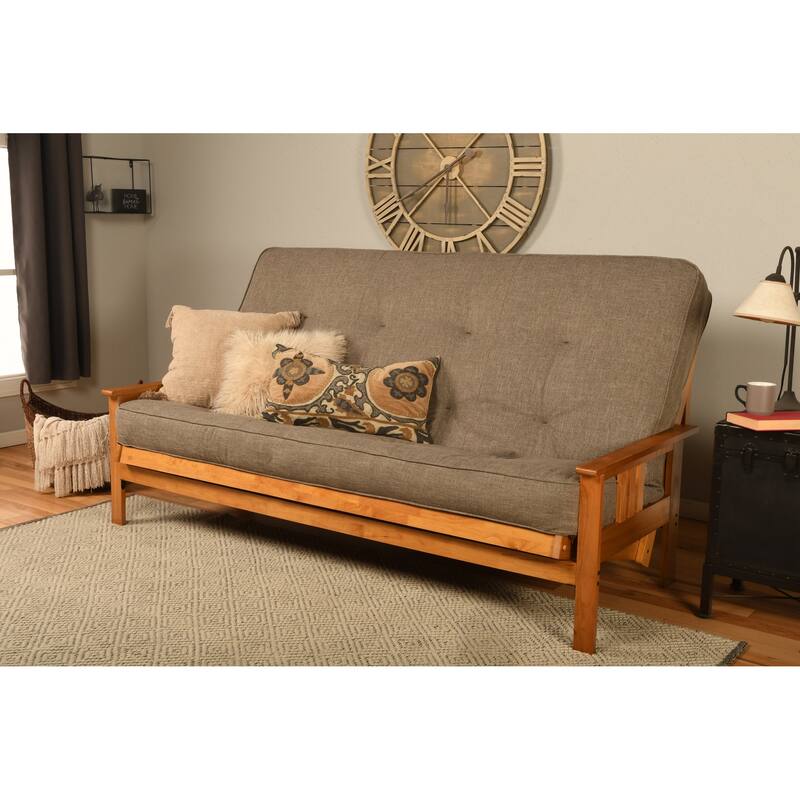 Somette Monterey Queen-size Futon Set in Butternut Finish with Linen Mattress