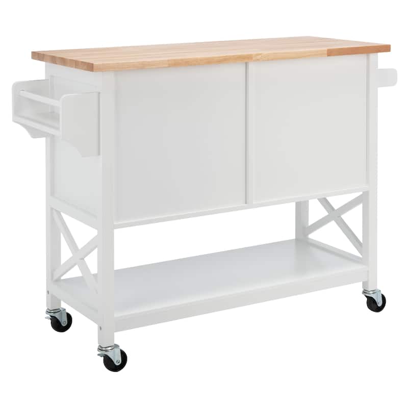 SAFAVIEH Krystal 2-Door 1-Shelf Kitchen Cart - 45.7" W x 17.3" L x 35.6" H - 46Wx17Dx36H