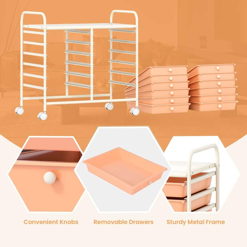 Costway 12 Drawers Rolling Cart Storage Scrapbook Paper Studio - See Details