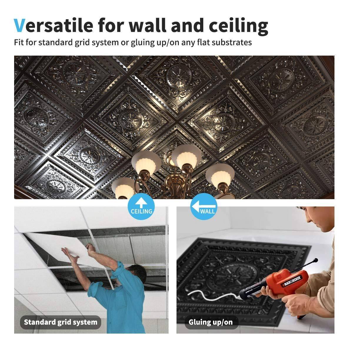 Art3d 2x2ft PVC Decorative Ceiling Tile,3D Ceiling Panel,12Pcs,48 sq ft