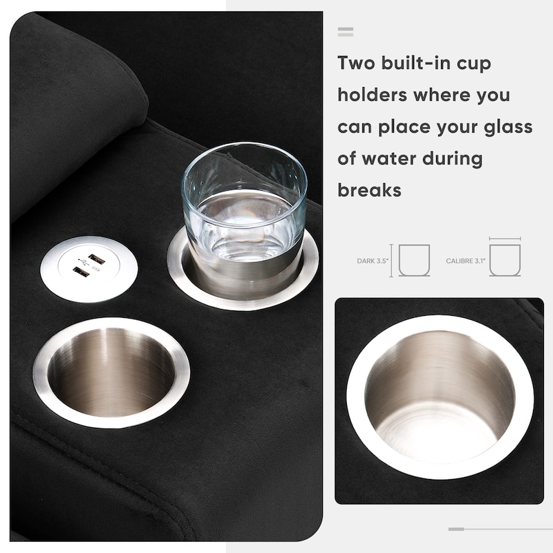 [VIDEO provided][New]123*55" Modern U-shaped Sofa with Console,Cupholders and USB Ports,6-seat Upholstered Symmetrical Indoor Fu