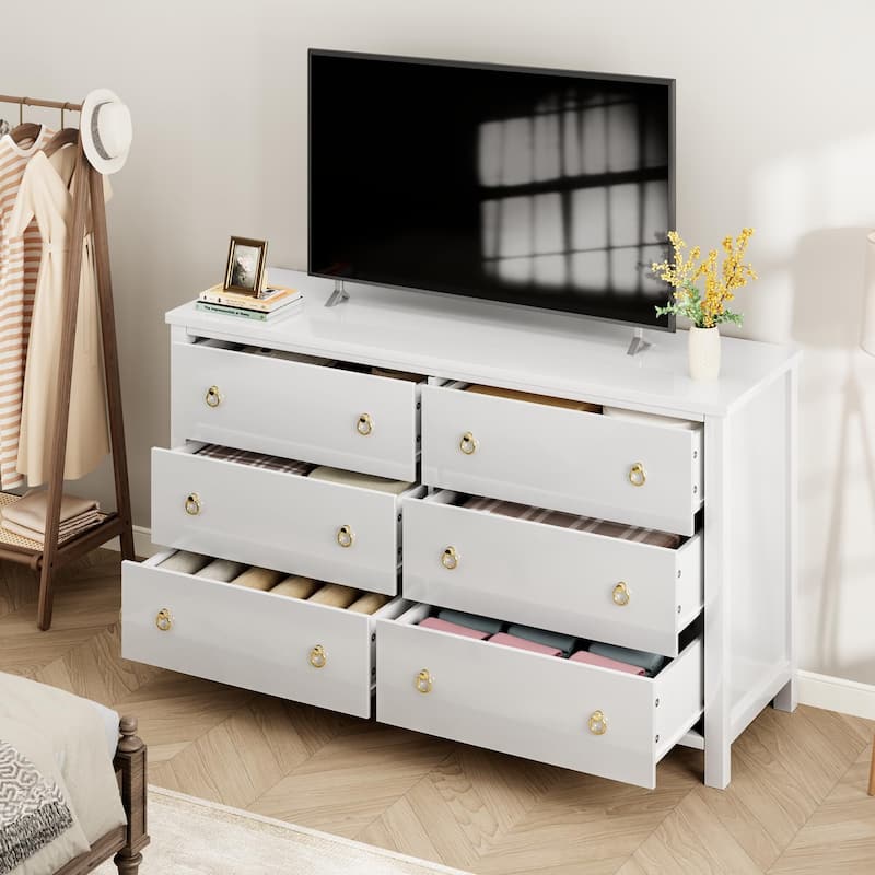 6 Dresser for Bedroom, Drawer Dresser with Storage Freestanding, Wooden Closet Storage Chest for Living Room
