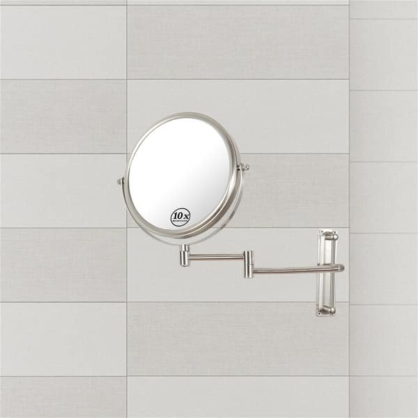 10x Magnifying Wall Mounted Mirror Finish Satin Nickel Finish Bed
