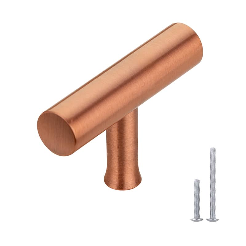 Copper Kitchen T Bar Cabinet Pulls 100% Solid Brass Drawer Knob (10-PACK)