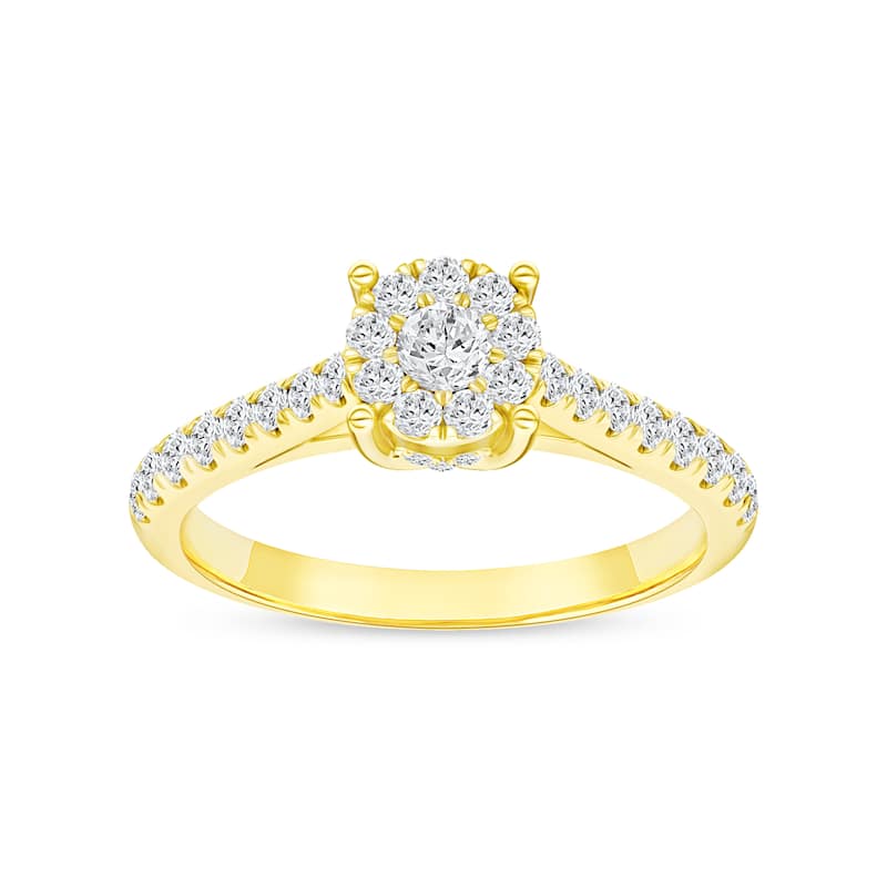 1/2ct TDW Diamond Cluster Engagement Ring in 10K Yellow Gold for Women