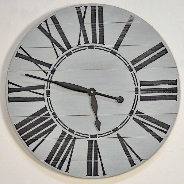 slide 1 of 10, Oversized Gray Farmhouse Wall Clock