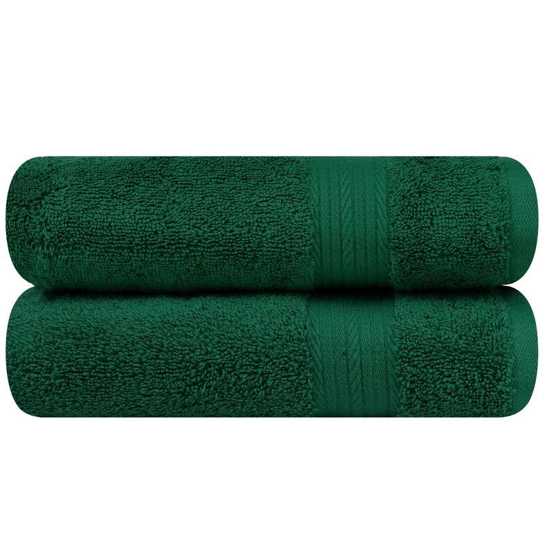 Cotton 600GSM Bathroom Hand Towel 18X28 Inch by Ample Decor - Green - 2 Pcs