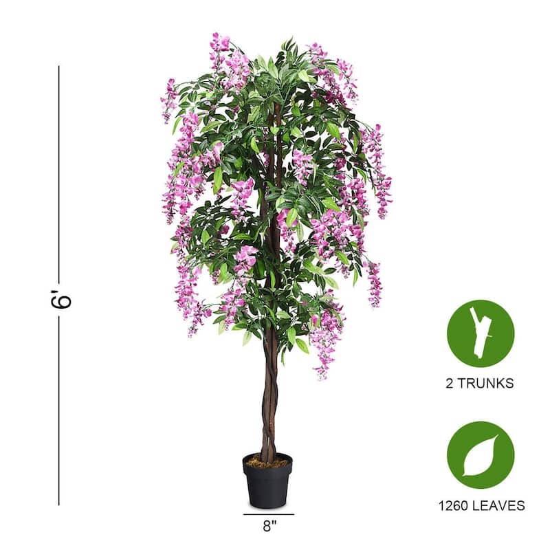 Artificial Wisteria Tree 6FT Indoor Outdoor with Adjustable Branches