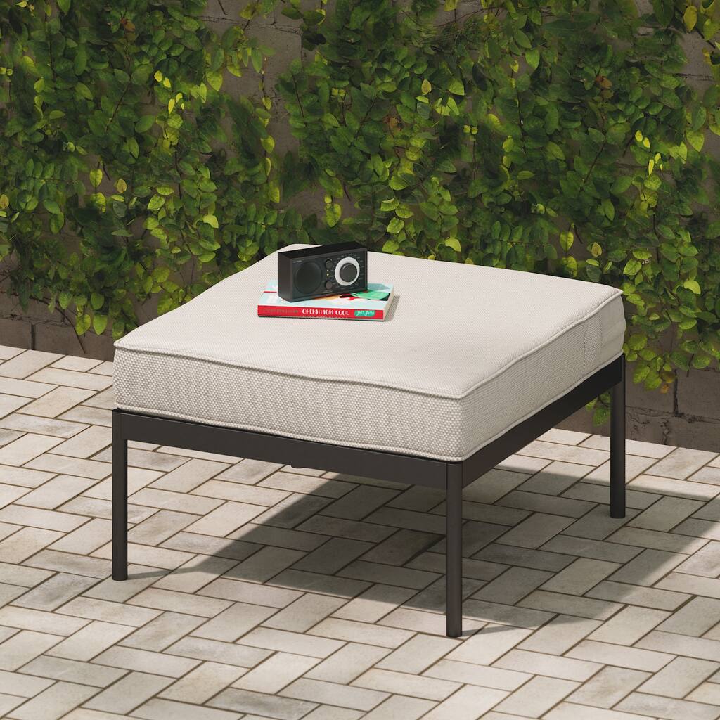 Priage by ZINUS Black Aluminum Outdoor Ottoman with Cushion