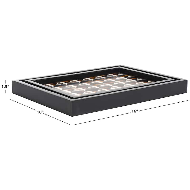 SAFAVIEH Home Ani Ivory/Brown Resin Tray Set of 2