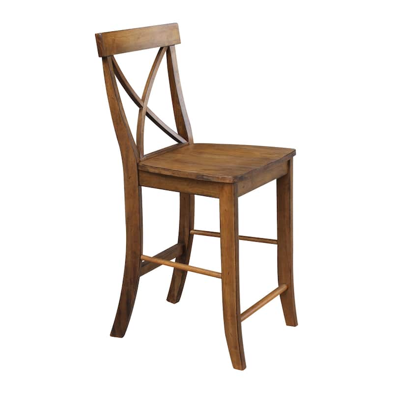 30" Round Counter Height Table with 2 X-Back Stools - 3 Piece Set