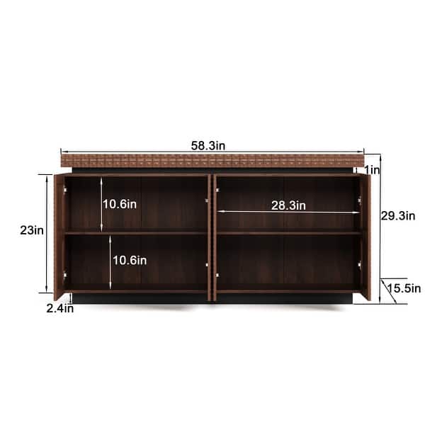 Modern 58.3" Sideboard Buffet Cabinet with 4 Doors, Textured Accent Storage Cabinet for Dining Room, Kitchen, Entryway