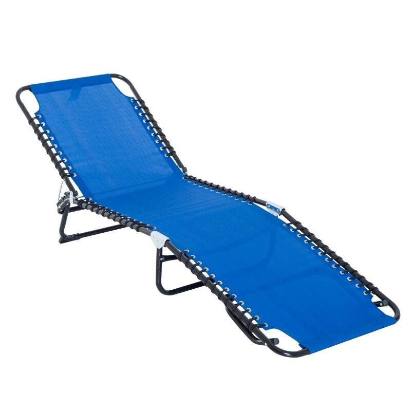 Foldable Chaise Lounge,4-Pos Recline,Trifold Portable,Breathable Mesh