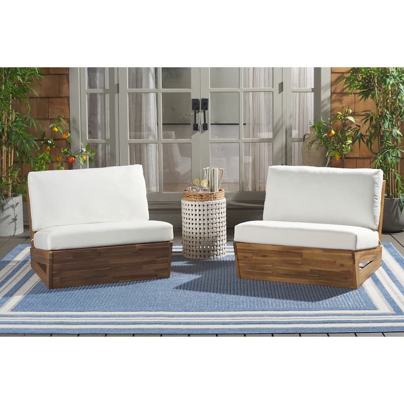 SAFAVIEH Outdoor Patio Furniture Dune Lounge Chair (Set of 2) - 33"W x 34"D x 24"H - Natural/Beige
